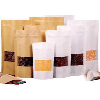 paper bag  Brown Kraft Paper bag Gift Bags packing Biscuits candy Food bread Cookie Bread Nuts Snack Baking Package Zip Lock