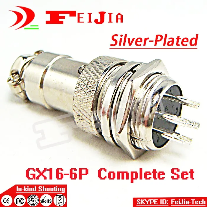 20set/pack 6 Pin 16mm [Silver-plated] Wire Panel Connector kit GX16-6P Socket+Plug,RS765 Aviation plug interface Free Shopping