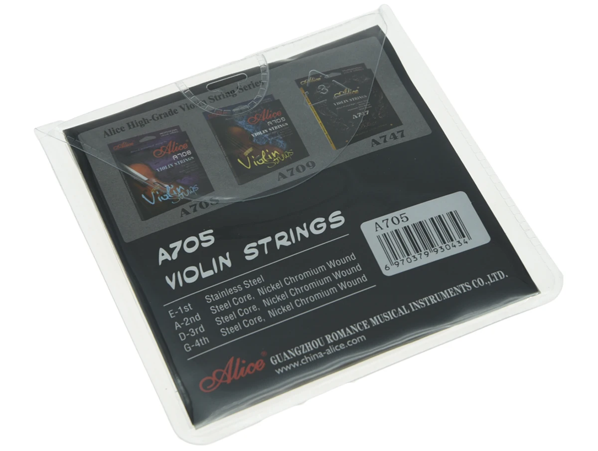 Set of 4 Alice Stainless Steel Violin Strings Nickel Chromium Wound String