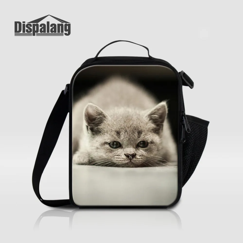 

Dispalang Lunch Bags For Kids Cute Cat Print Insulation Picnic Lunch Bags for Students Small Food Shoulder Cooler Bag