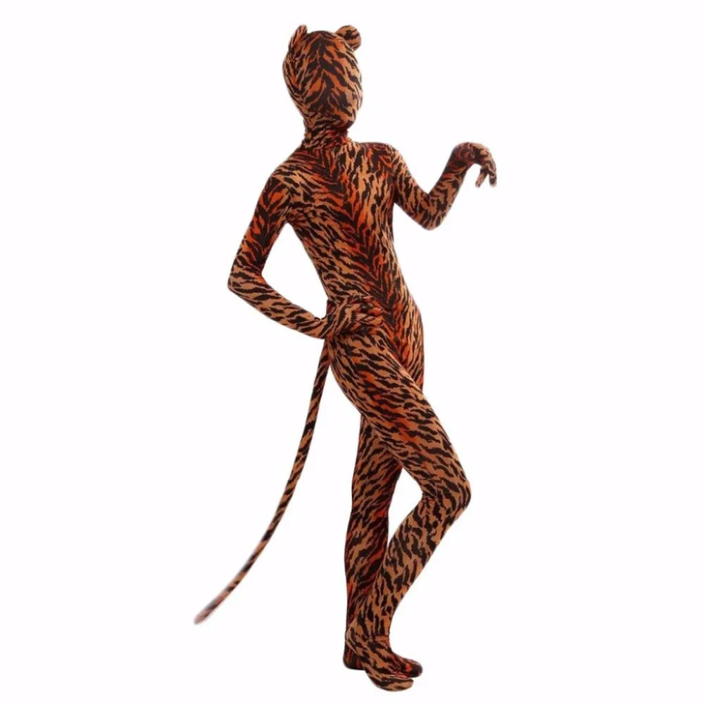 Tuta intera Zentai con animali tigre fantasia da donna con body Zentai Zebra Spandex per Costume di Halloween