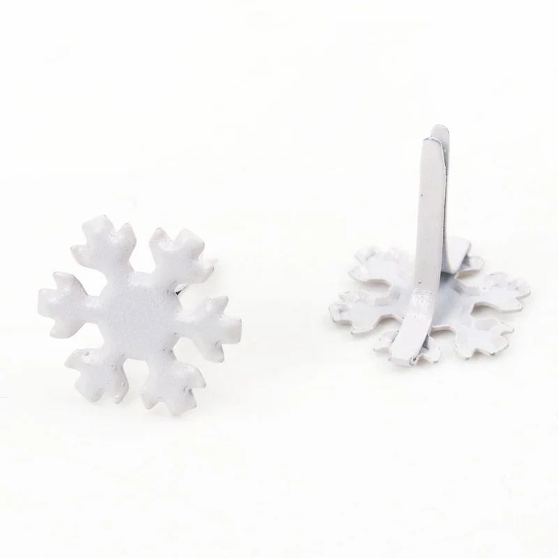 50pcs White Sonwflake Metal Brad Studs Spikes Scrapbooking Embellishment Fastener Brads Crafts Pushpin Decoration 12x14mm