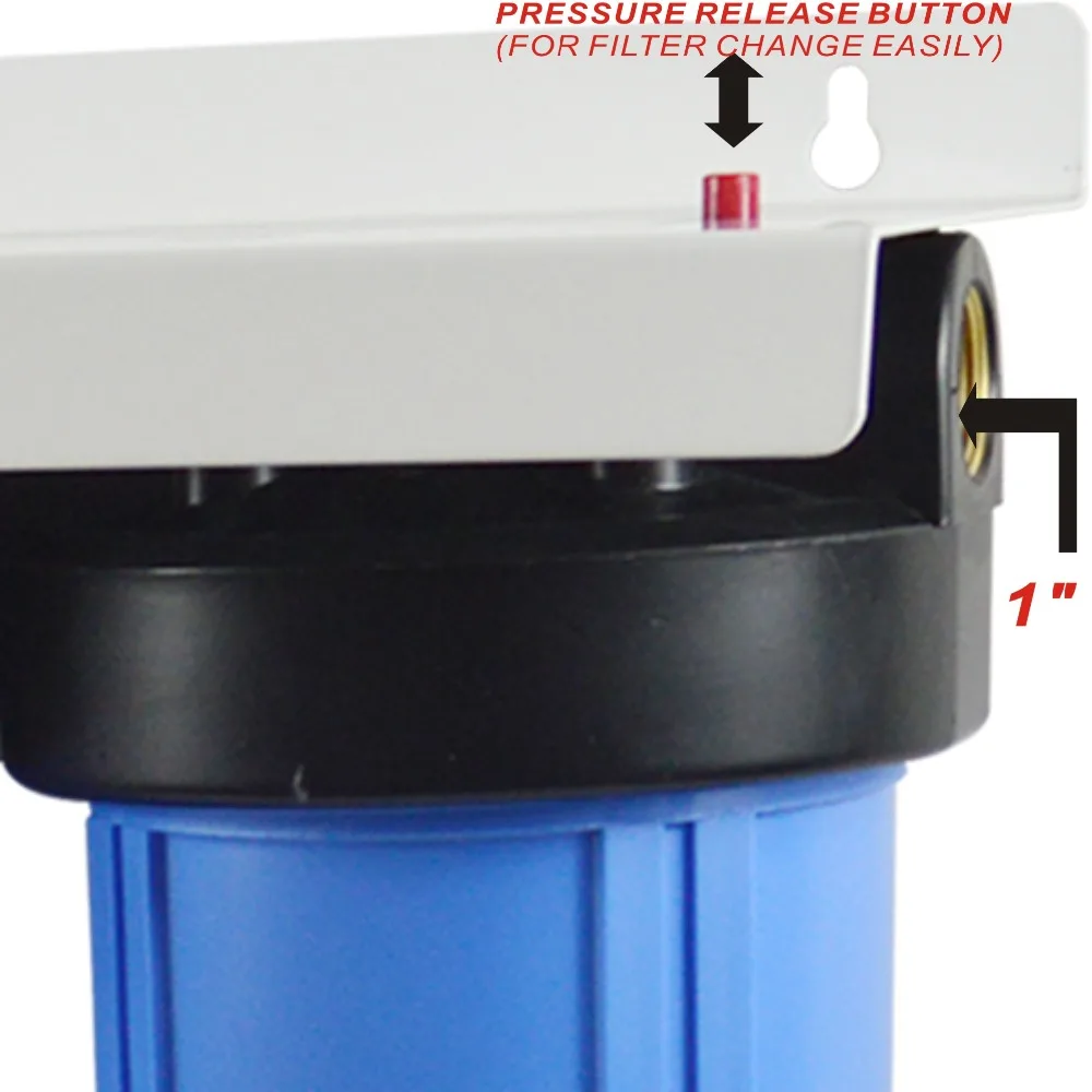 Sistema de filtragem de água para toda a casa, com filtro de bloco de carbono de 20 polegadas, 20 polegadas, suporte de montagem, chave e parafuso, entradas de 1 polegada