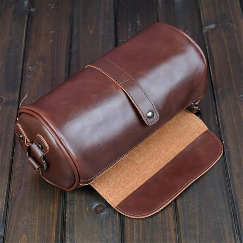New High Quality Vintage Casual Crazy Horse Leather Men\'s Bag Small Round Messenger Bags For Man Personality Design Travel Bag