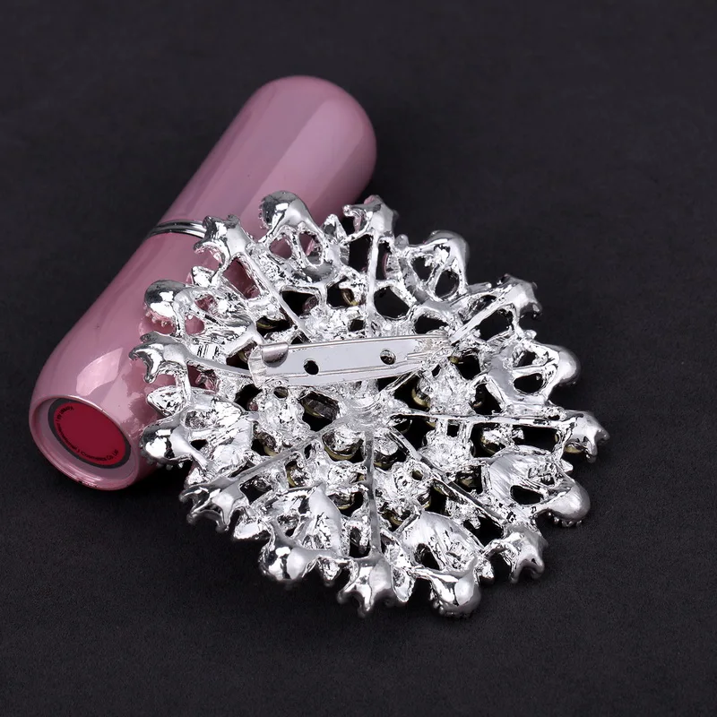 Lots of 6 Clear Crystal DIY Wedding Bouquets Decor Brooches Set Broaches DIY Jewelry Making Pin Backs Craft Kit