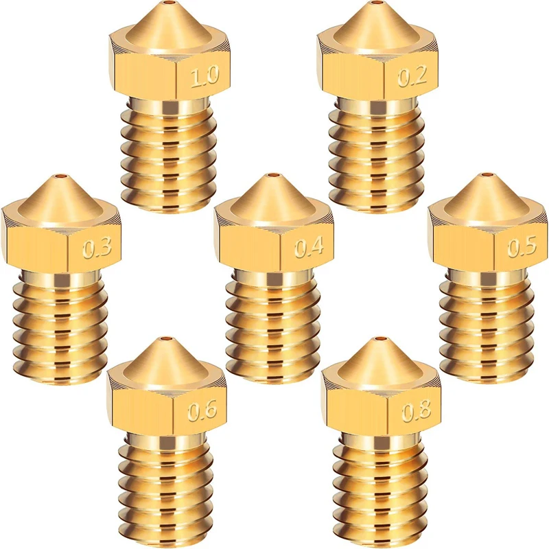 10Pcs E3D V5 V6 Nozzle M6 Threaded 0.2 0.25 0.3 0.4 0.5 0.6 0.8 1.0mm for 1.75mm Filamnet E3D-V6 3D Printer Accessories