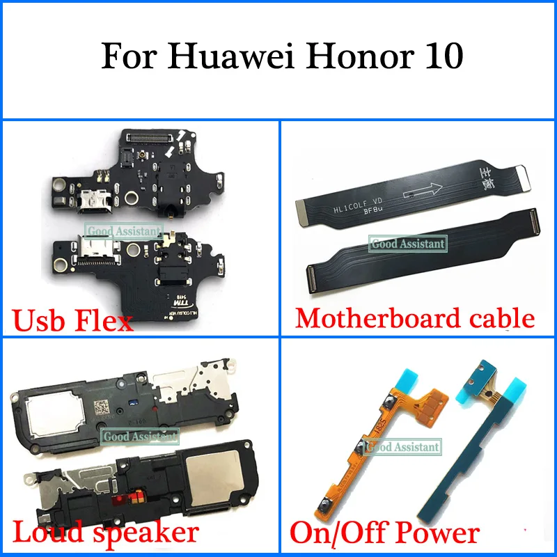 For Huawei Honor 10 honor10 Global Usb Flex Motherboard cable Loud speaker On Off Power Flex Cable