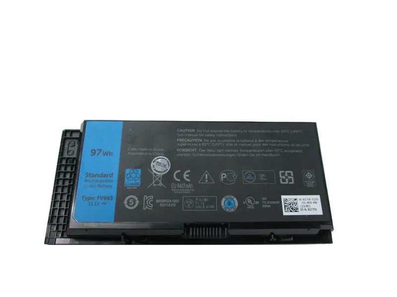 11.1V 97WH Original New Laptop Battery FV993 For  M4600 M6600 M4800 M6700 M6800 FJJ4W PG6RC R7PND OTN1K5 9CELLS