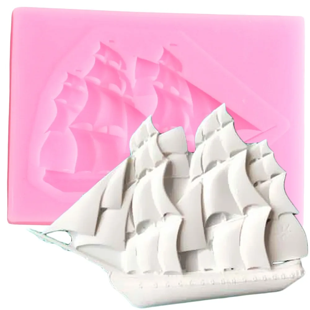 Sailboat Shape Fondant Molds Cupcake Silicone Mould Chocolate Gumpast Moulds Wedding Cake Decorating Tools Pastry Baking Mould