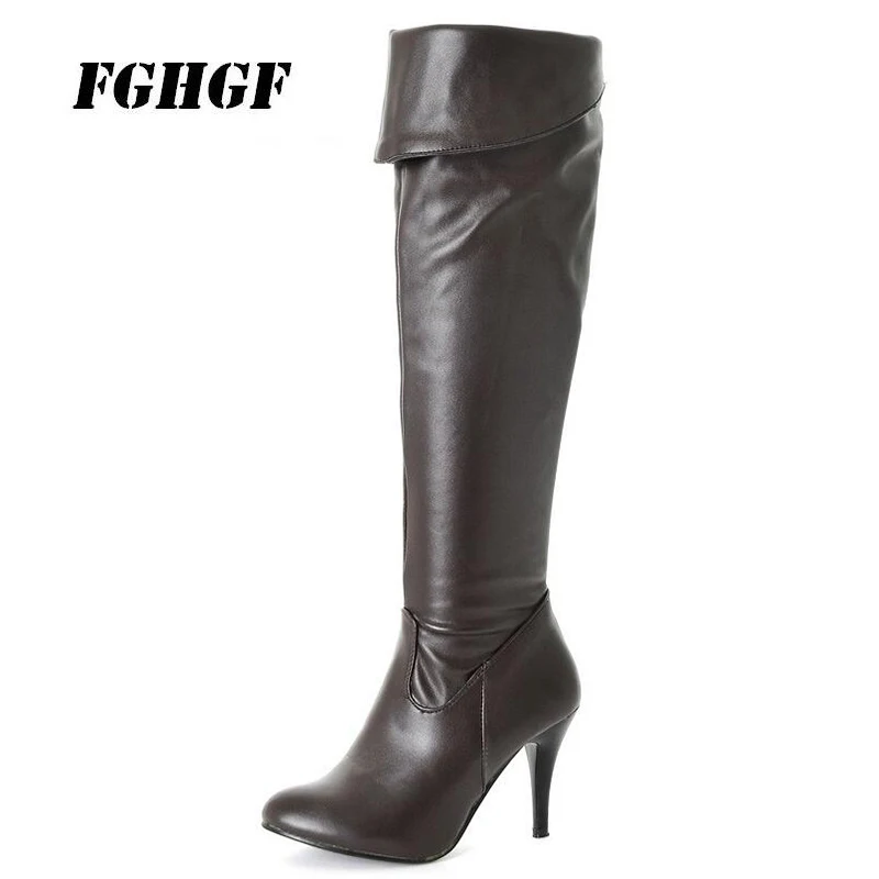 

Exempt postage Lovely and sweet Casual sexy Knight boots Side zipper high heel boots Knee-high boots Big yards 34-50