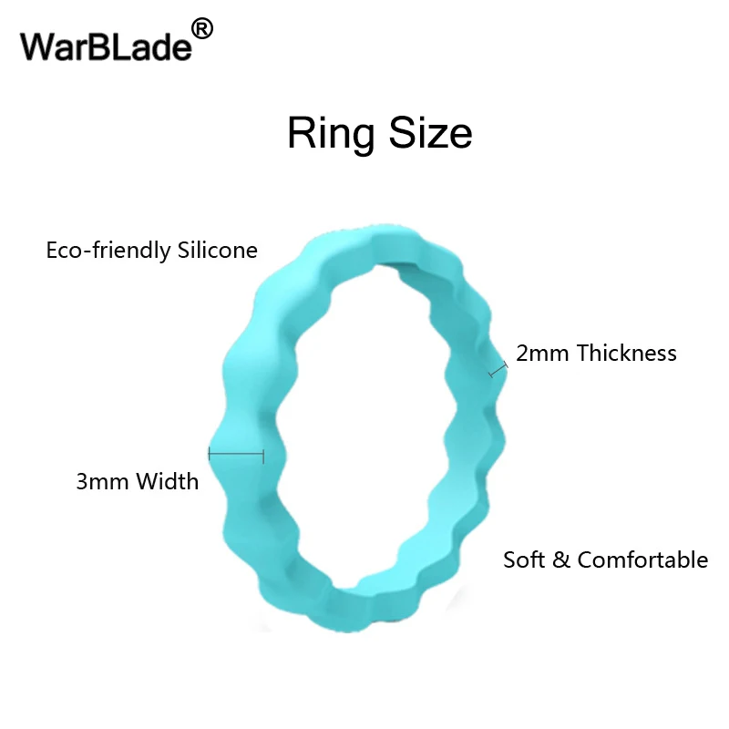 WarBLade New 3mm FDA Food Grade Silicone Ring Hypoallergenic Crossfit Flexible Wave Silicone Finger Ring For Women Wedding Rings