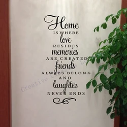 Wall Quote Stickers Home Decor - Home Is Where Love Resides...Modern Wall Art Vinyl Decal Stickers