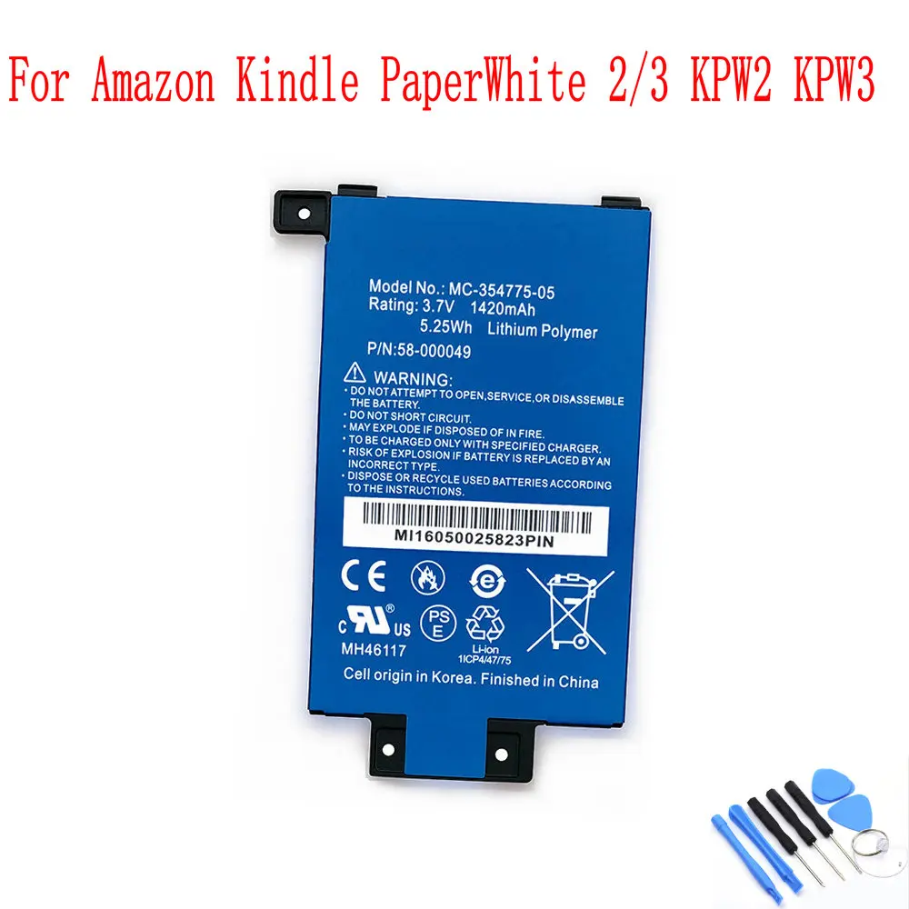 1420mAh MC-354775-05 S13-R1-D 58-000049 Battery For Kindle PaperWhite 2/3 KPW2 KPW3 Batterie