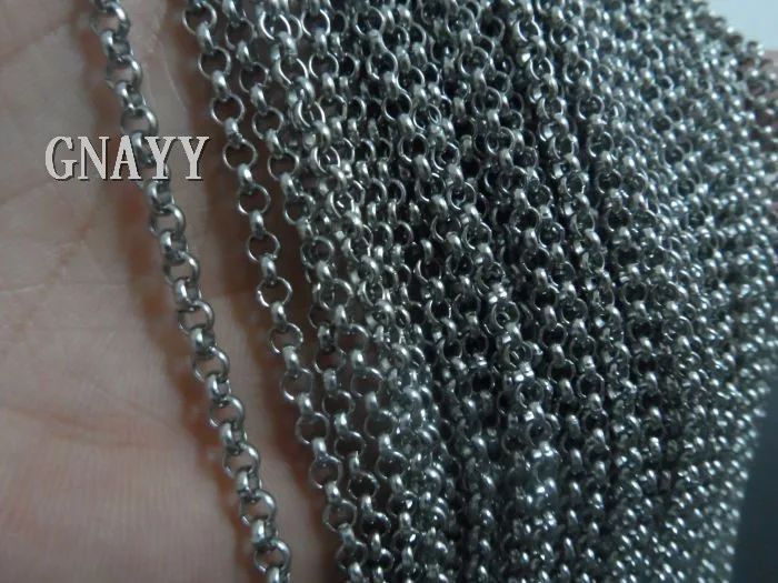 GNAYY Factory wholesale 10meter Lot 2.5mm/3mm/4mm Width DIY Jewelry Finding/Makings Stainless Steel Round Rolo Chain