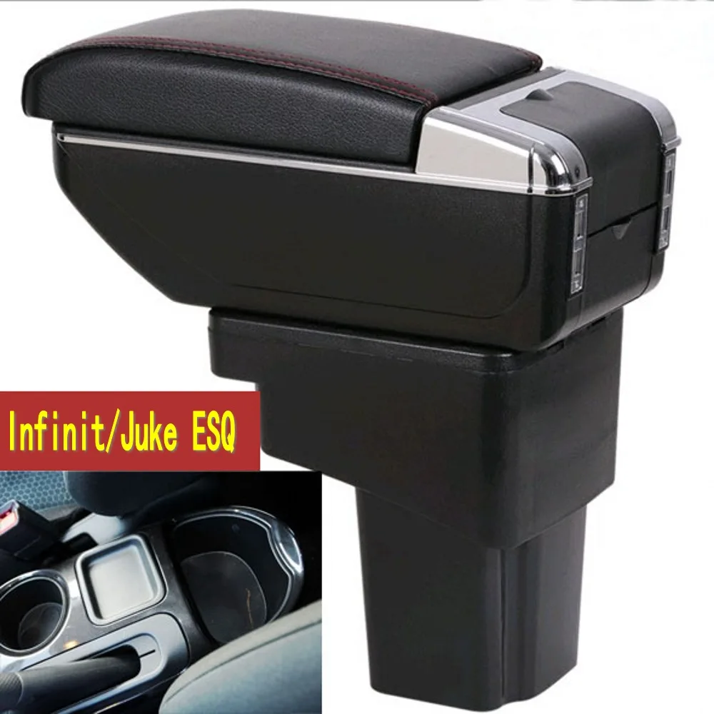 

For Juke ESQ armrest box central Store content box with cup holder ashtray interior decoration car-styling accessory 2014-2017