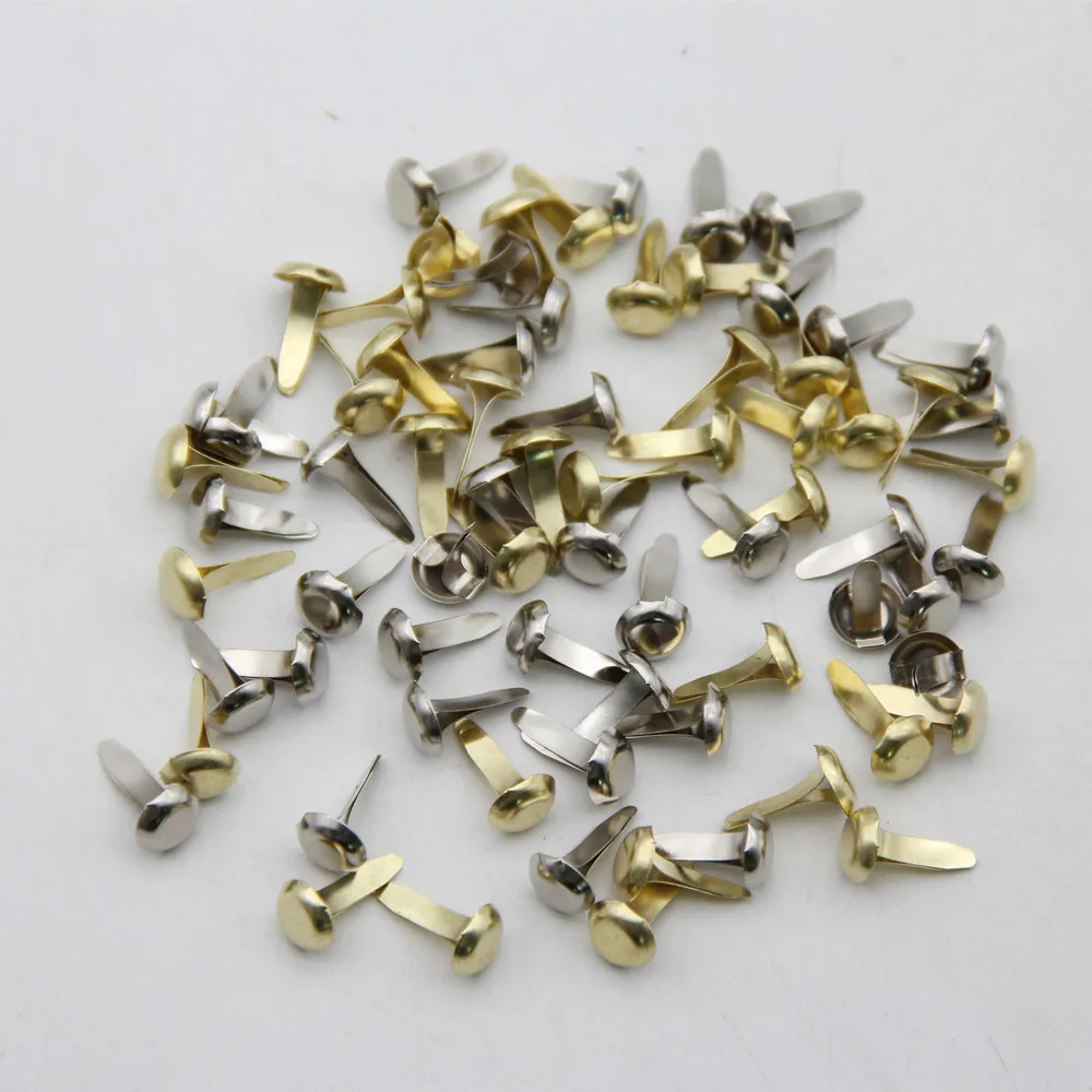 100pcs 8*14/16mm Solid Color Metal Mini Brads For DIY Embellishment Decor Scrapbooking Fastener Handmade Photo Album Frame Craft