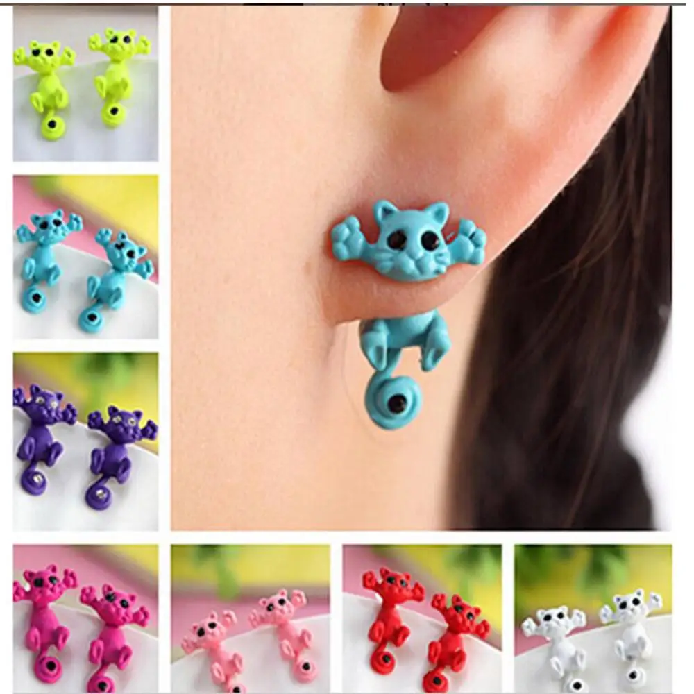 Pendientes de gato de dibujos animados de animales, accesorios creativos y encantadores, 6 colores inspirados en el diseñador