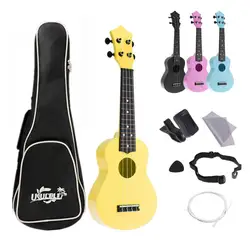 Ukelele ABS de 4 cuerdas para niños y principiantes, instrumento de Guitarra hawaiana colorida acústica, Kits completos, 21 pulgadas