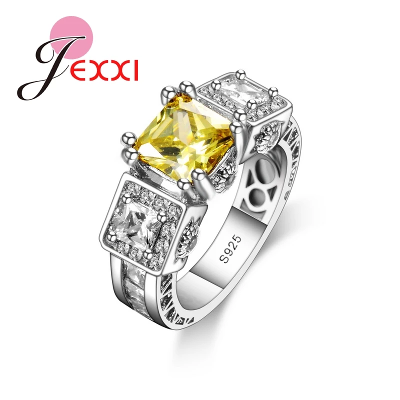 

Fashion 925 Sterling Silver Rings For Women Yellow White Wedding Engagement Rings Jewelry Bijoux