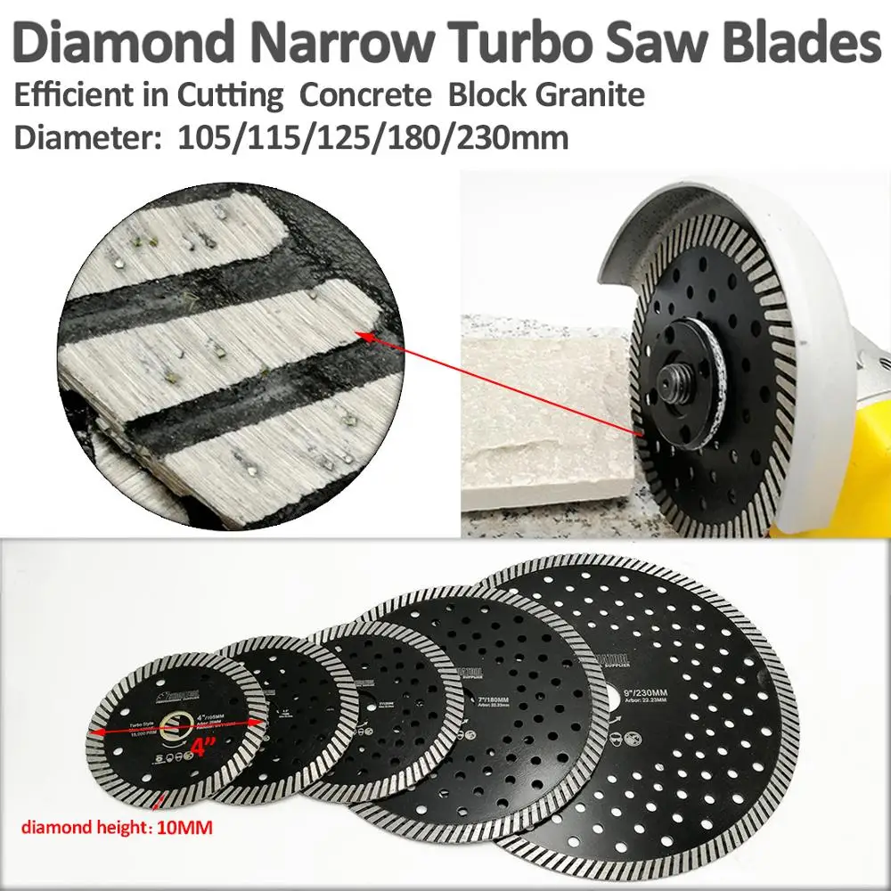 DIATOOL 20pcs 115MM Diamond Blades Whole Sales 4.5 Inch Narrow Turbo Blades With Multi Holes Fast Cutting Speed