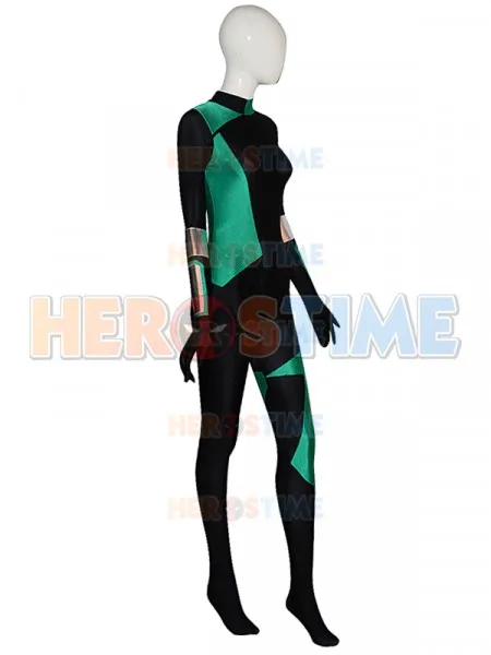 여자를위한 최신 Shego 슈퍼 악당 코스프레 의상 스판덱스 할로윈 의상 Zentai Catsuit 2021