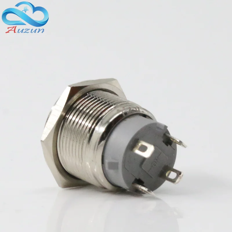 19 mm self-locking metal push button switch voltage 3V 6V 12V 24V 110V 220V large current 10 A copper nickel plated