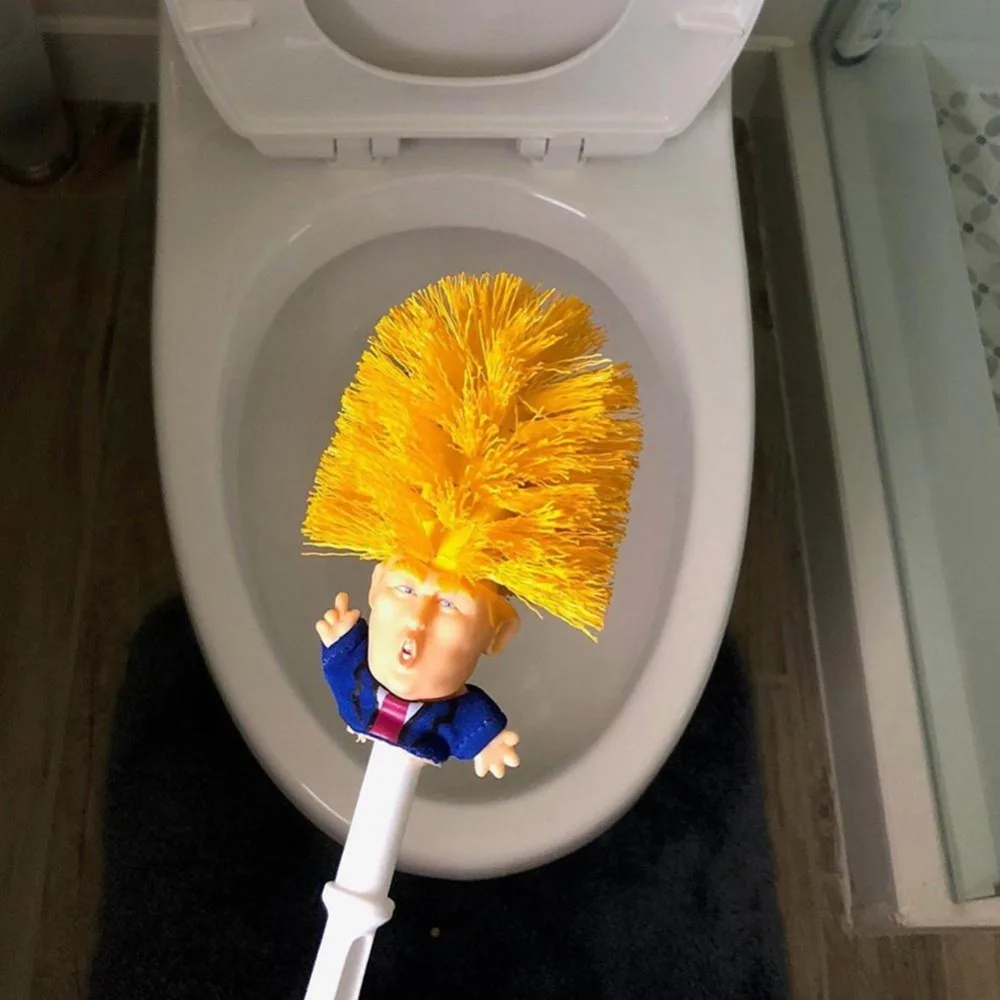 1PC Funny Toilet Supplies Bathroom Cleaning Tools WC Borstel Donald Trump Toilet Brush Base Home Hotel Bathroom QA 021