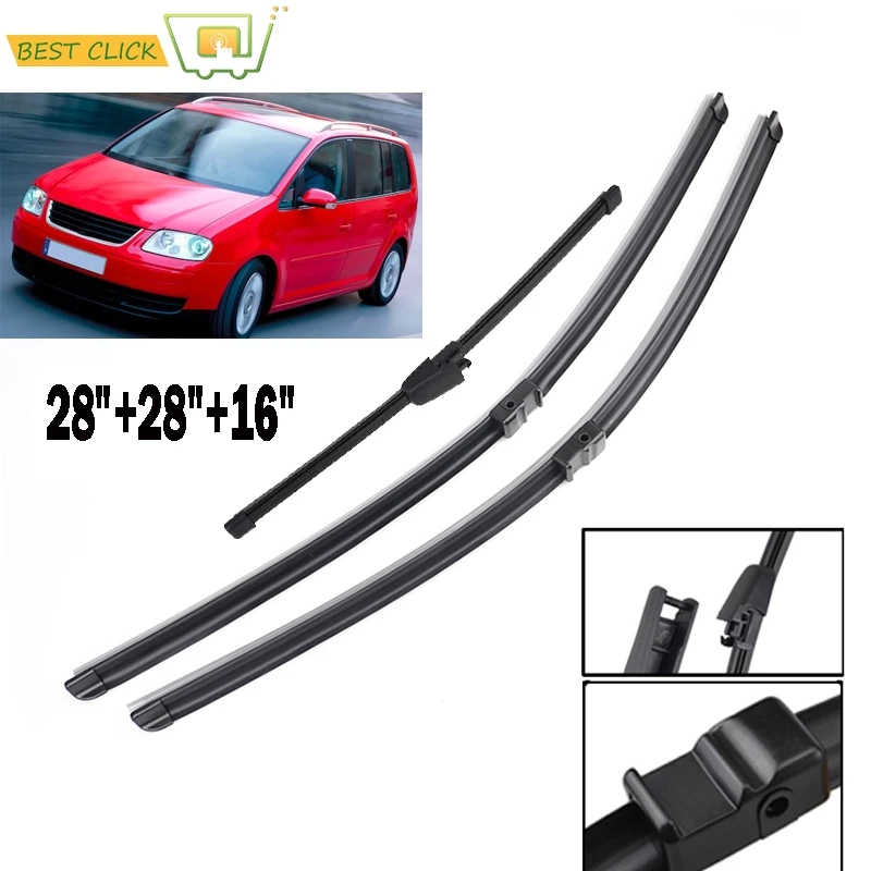 Misima Windshield Windscreen Wiper Blades For VW Touran 2003-2006 Front Rear Window Wiper 2004 2005 28\