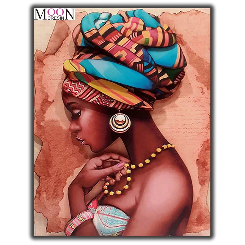 Diamond Embroidery Beauty Lady Dark Skin Diy Diamond Painting Cross Stitch Square Full Drill 5D Diamond Mosaic Decoration Fabric