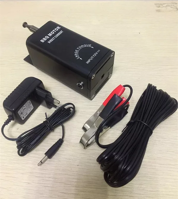 Barbecue Motor with Fish Clips and Adapter, DC Battery Motor, BBQ Grill Motor, Factory Direct, 12 New