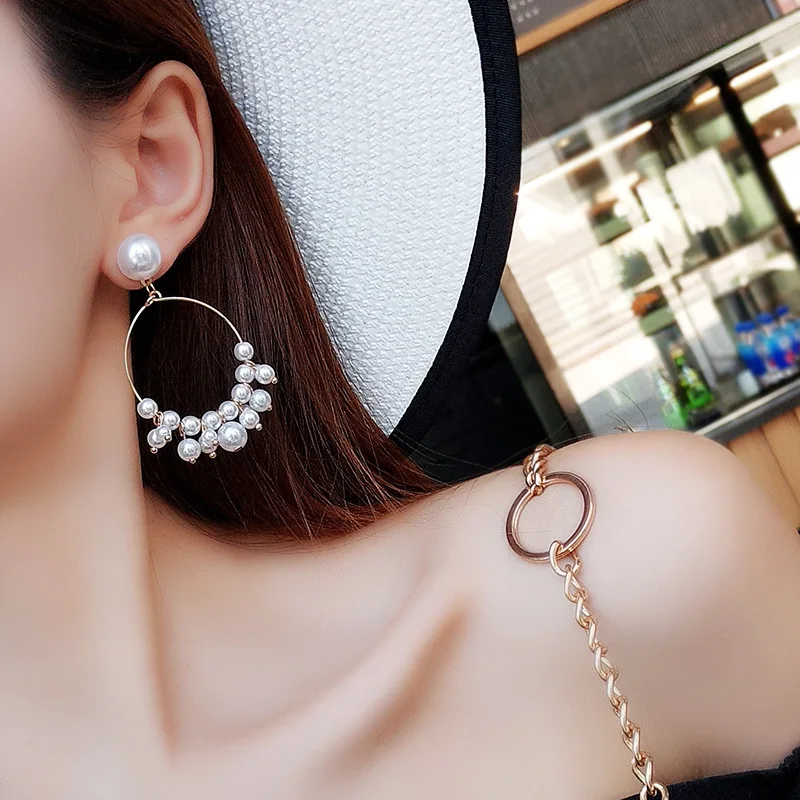 New Female Flower Long Pearl Tassel Dangle Drop Earrings Jewelry Fashion Woman Earrings 2019 Fine Jewelry Accessories Earrings