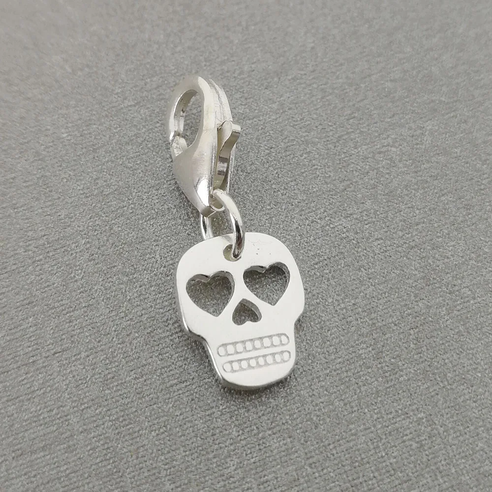 Hemiston Thomas Small Heart Eye Lovely Skull 100% 925 Sterling Silver Charm Jewelry for Women and Men Party Gift TS 781