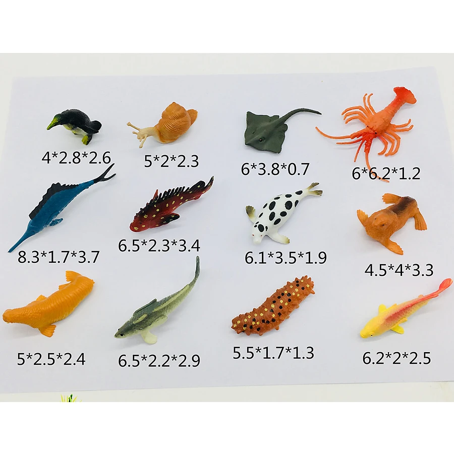 Assortiment de figurines d'animaux marins en plastique, 12 pièces, créatures de la vie sous-marine, éducatif pour enfants, super cadeaux de fête