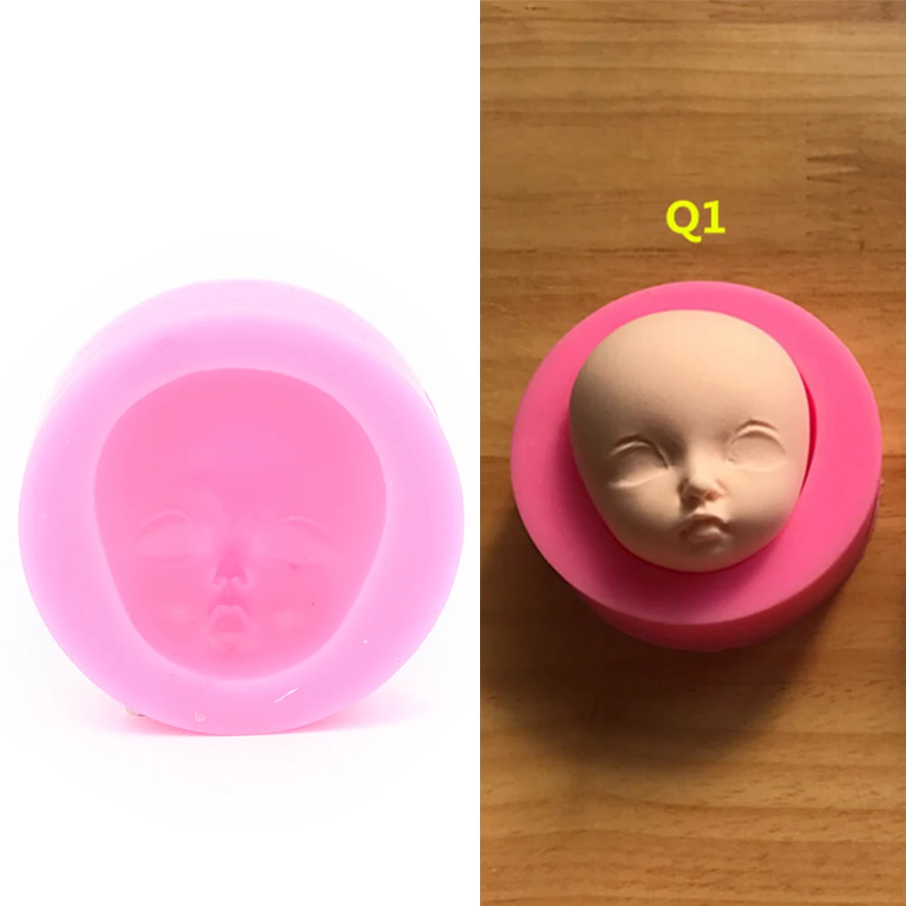 1pc Polymer Clay Resin Baby face girl Head chocolate silicone mold for cake decorating tools