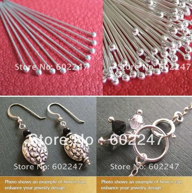 

Free shipping 40mm Copper SILVER PLATED BALL PINS HEADPINS, Headpins Ball, 1000pcs/lot