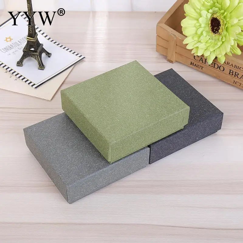 3 Colors Elegant Jewelry Box Jewelry Gift Paper Box Ring Earring Necklace Packaging Box With Sponge 100pcs/lot Free shipping