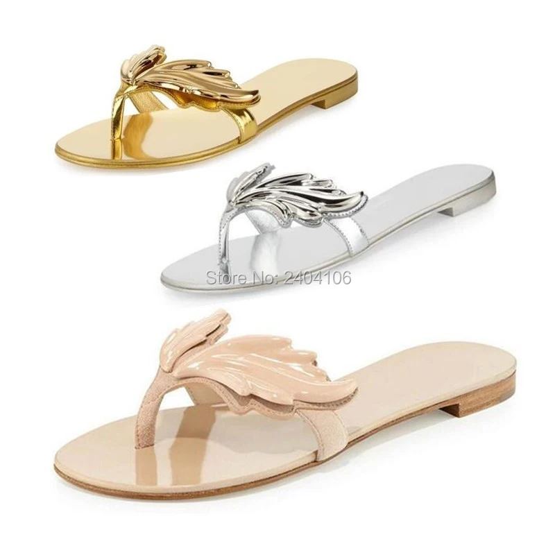 Shooegle Cruel Summer Beach Shoes Angle Wings Flip Flops Ladies Flat Shoes Thong Slide Sandals Women Leaf Slippers Zapatos Mujer