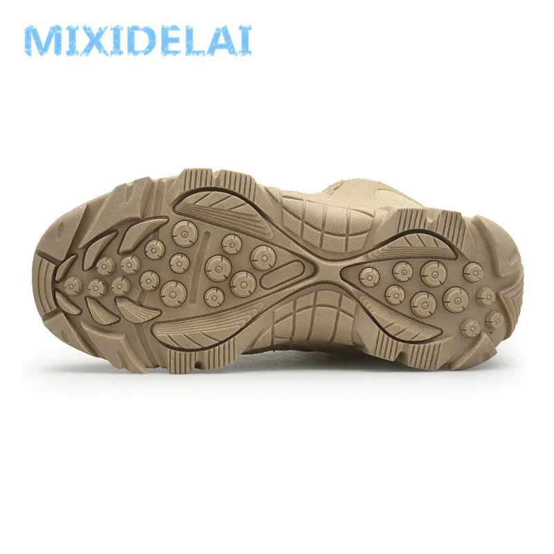 MIXIDELAI Size 39-47 Desert Tactical Mens Boots Wear-resisting Training Boots Waterproof Outdoor Hiking Men Combat Ankle Boots