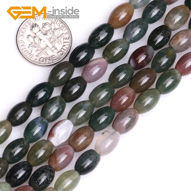 

Natural Olivary Shape Indian Agates Stone 8x12mm 6x9mm Loose Beads For Jewelry Making 15 inches DIY Wholesale