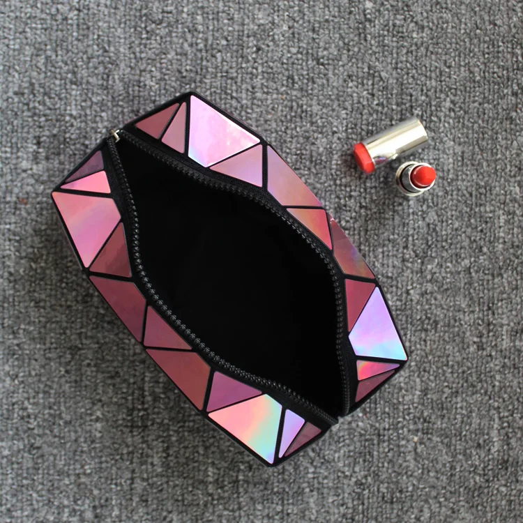 New Geometric Zipper Cosmetic Bags Women Luminous Makeup Bag Ladies Cosmetics Organizer Storage Bag Travel Make Up Bag wholesale