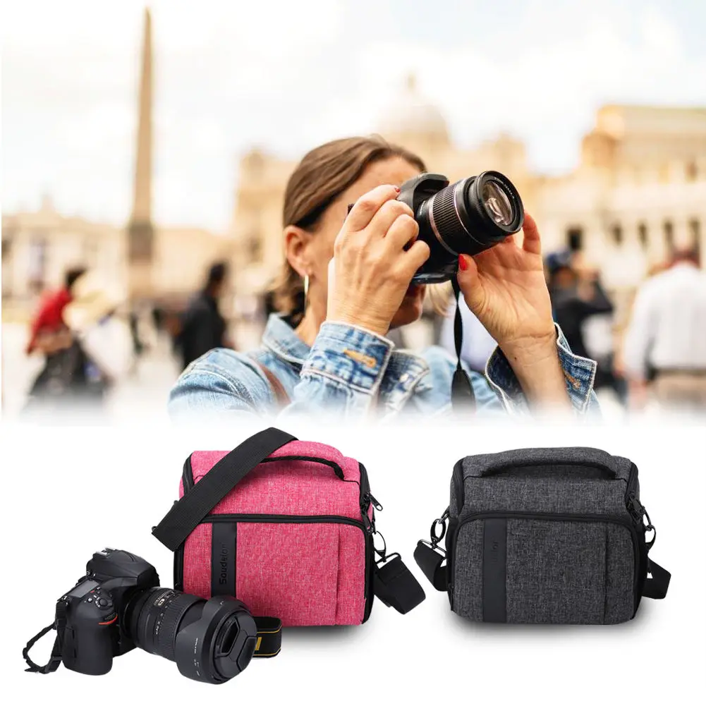 Universal Compact Canvas Shoulder Camera Bag Handbag Case Cover For DSLR Canon Nikon