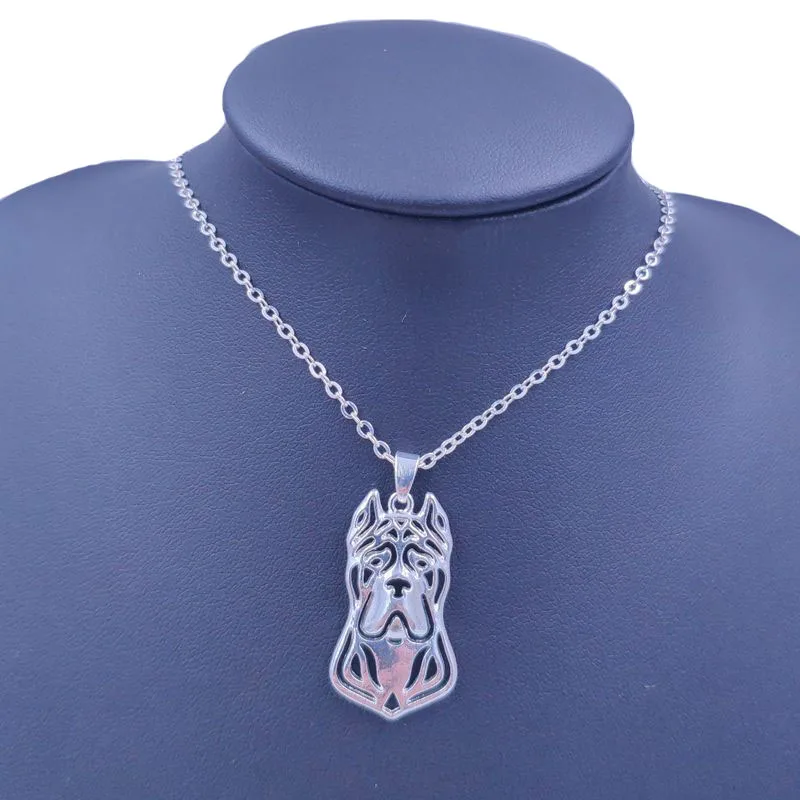 Cane Corso Necklace Dog Animal Pendant Gold Silver Plated Jewelry For Women Girls Ladies Kids AKC N078