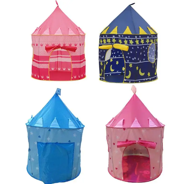 Cubby House Playhouse for Kids Cartoon Castle Tent Dome Indoor Outdoor Play Toys Tents For Girl Boy Children Gifts blue pink