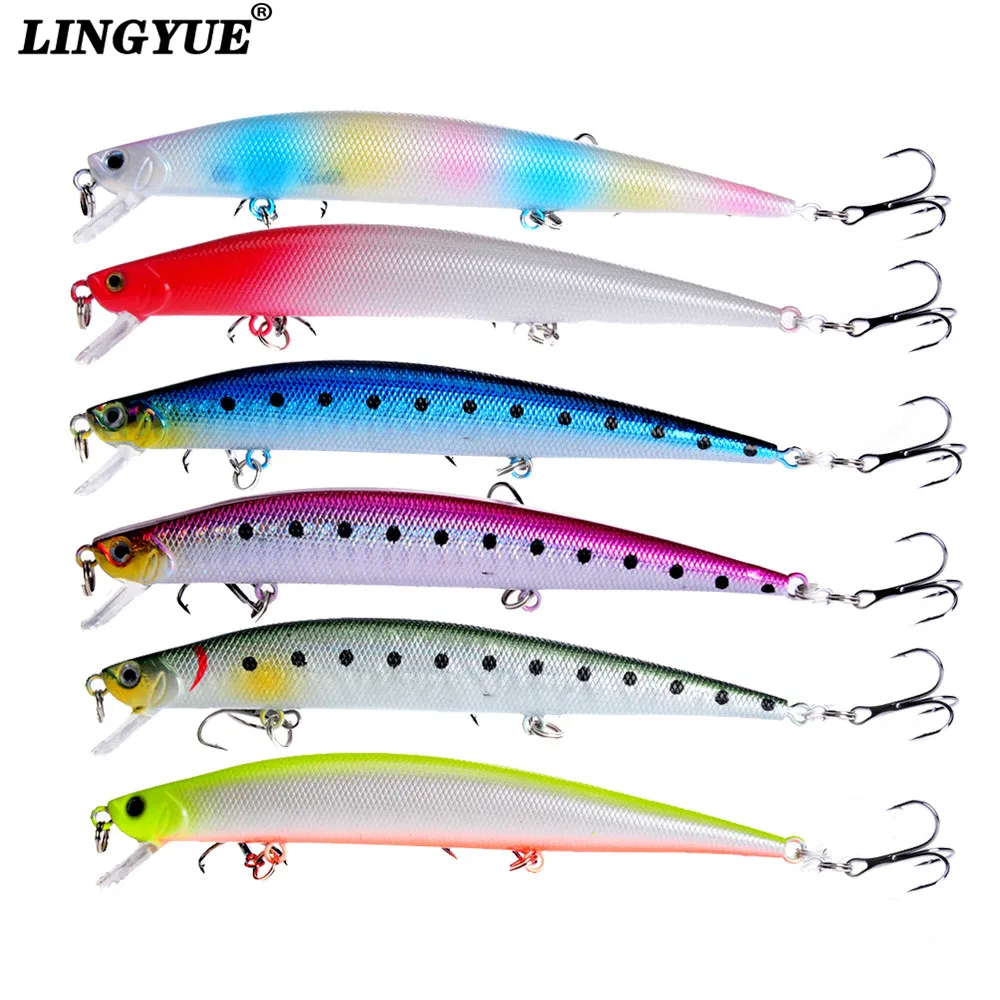 6pcs/lot Fihsing Lures 12.5cm/12.4g Hard Baits Artificial Make Quality Professional Plastic Fishing bait Treble Hooks Tackle