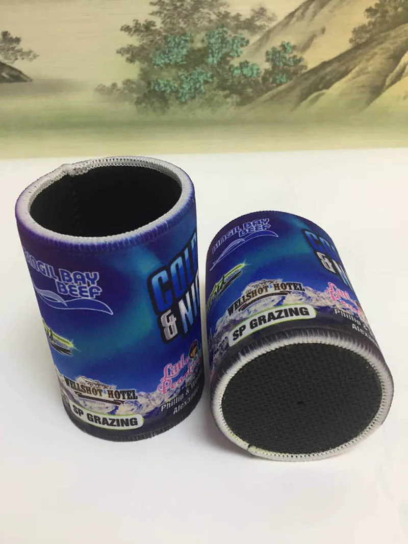 

300pcs Neoprene Stubby holders With Customer Design Printing Thickness 5mm Can Cooler With Solid Bottom Stitched top&Bottom