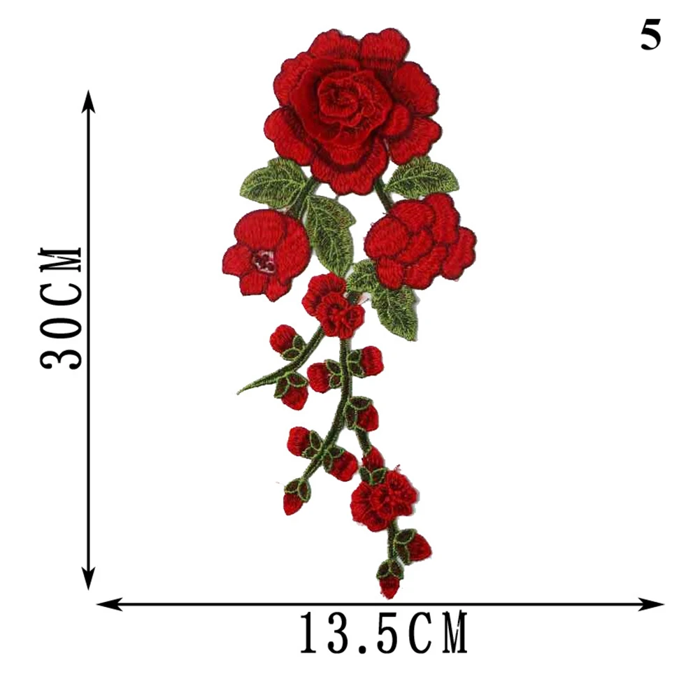 1PC Rose Flower Embroidery Patches  for Clothes Patches Bordados Para La Ropa Applique Embroidery Flower Patches for Clothing