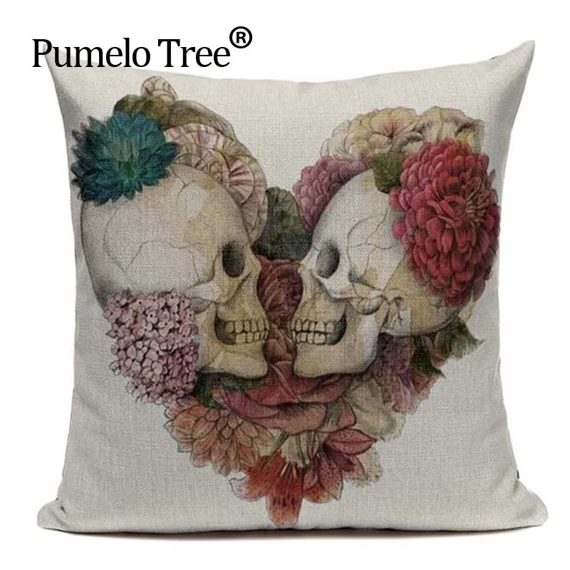 Vintage Cushion Covers Mexican Skull Pillowcases For Sofa Home Decor Style Black Throw Pillow Cases Custom High Quality Pillows