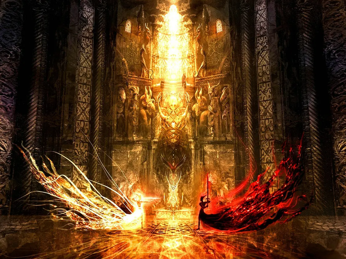 Good and Evil Fantasy Battle Palace background  High quality Computer print party photo backdrop