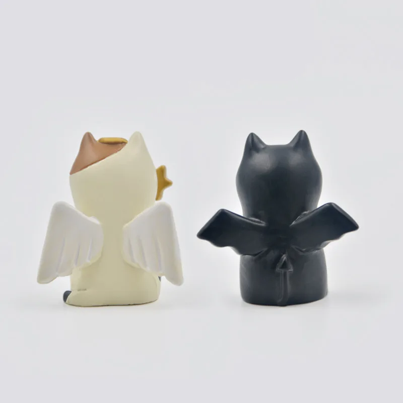 Japan Couple Angel Devil Decole Cat Model cartoon Animal Miniature Figurine home Garden action Figures Decoration Girl toy gift