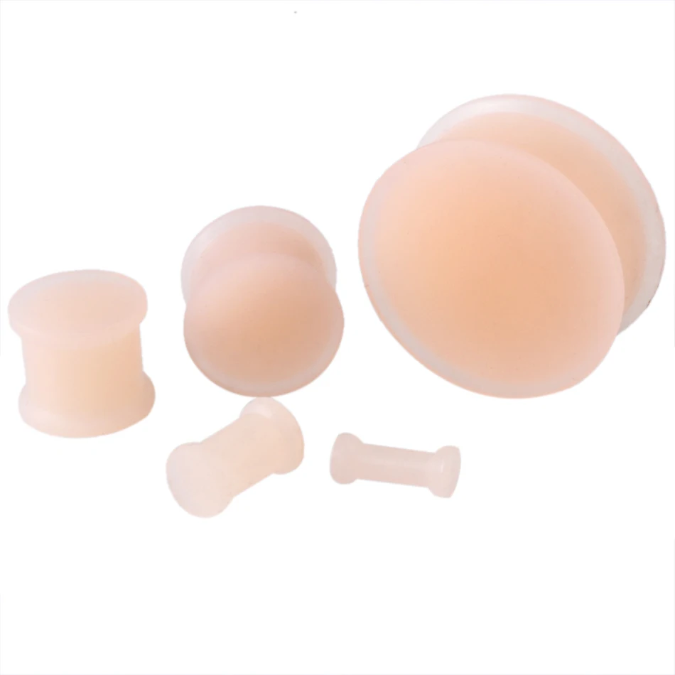 2PCS Skin Silicone Ear Plugs Tunnels Piercings Flexible Earring Gauges Ear Stretchers Silicone Tunnels Expanders Body Jewelry
